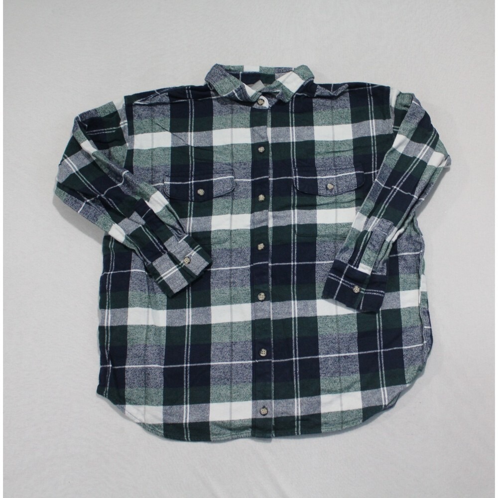 Natural Men Blue Flannel Plaid Blue Heavy Casual Size Large